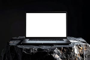 Dark Desk Laptop Display Mockup Scene