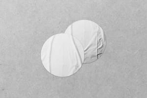 Glued Sticker Mockup Overlap Duo Left