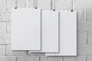 Hanging Poster Mockup on Wall Brick Texture