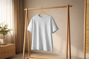 Minimal Hanging T-Shirt Mockup on Wooden Rack Cozy Interior Scene