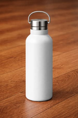 Water Bottle Mockup on Wooden Floor