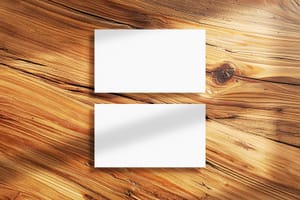 Wooden Desk Business Card Mockup Scene