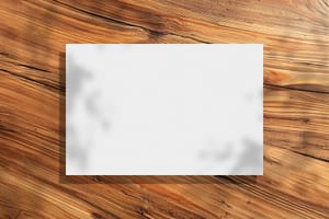 Wooden Desk Postcard Mockup Scene
