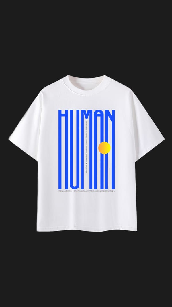 Human Typography Poster, Bold Minimalist Blue Graphic Design, Modern Conceptual Art Print, Abstract Human Identity Artwork, Contemporary Wall Decor