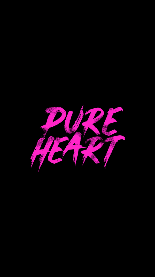 Edgy Hot Pink Pure Heart Streetwear Typography with Distressed Brush Stroke Font and Halftone Dot Texture for Bold Grunge and Urban Aesthetic Styles