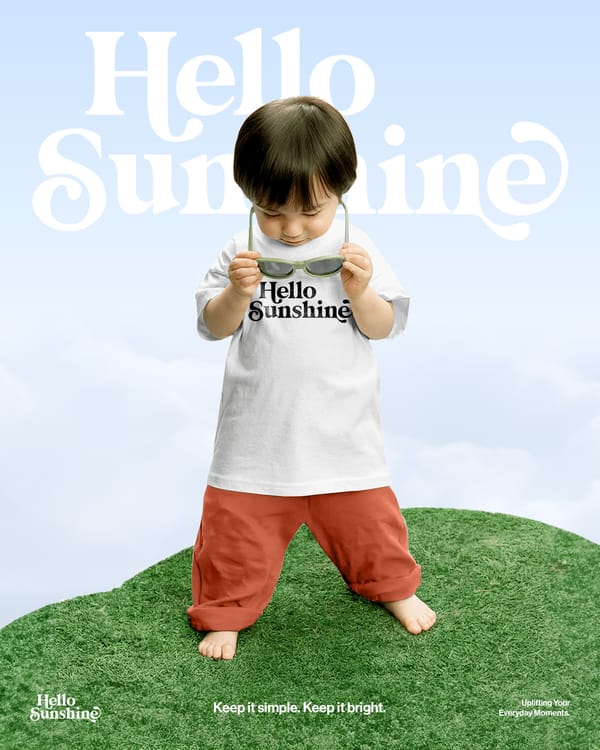 Hello Sunshine Aesthetic Quote, Minimal Handwritten Script Art, Cozy Mood Black Background Design, Soft Positive Vibe Visual, Calm Lifestyle Expression