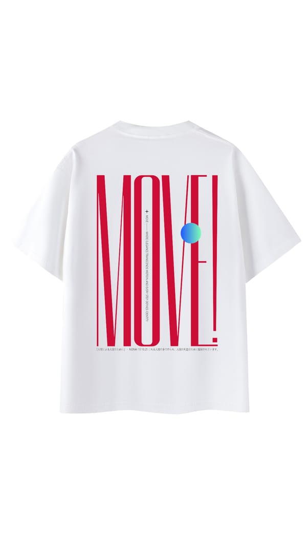 Move Typography Poster, Bold Red Minimalist Graphic Design, Dynamic Motion Concept Art Print, Modern Abstract Movement Wall Decor