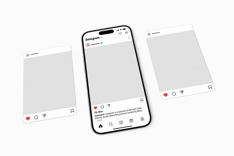 Aesthetic Instagram Post Portrait  Mockup with UI Smartphone