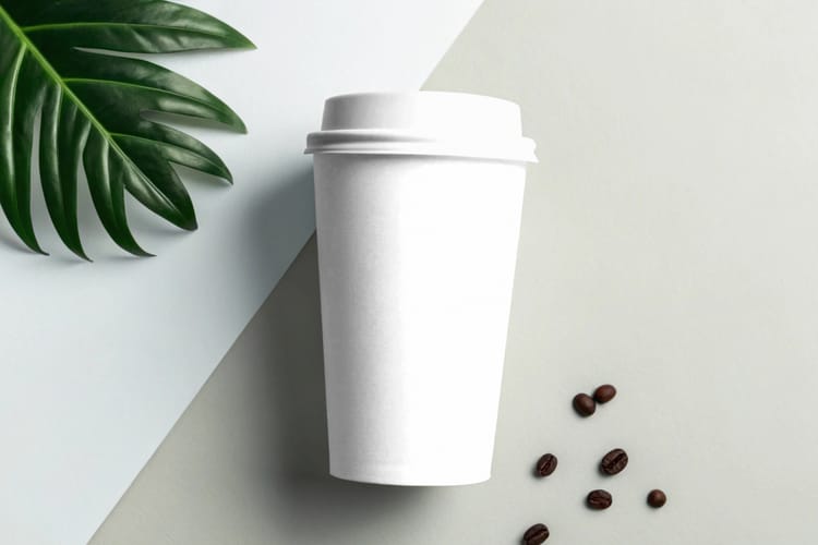 Coffee Cup Mockup with Leaf
