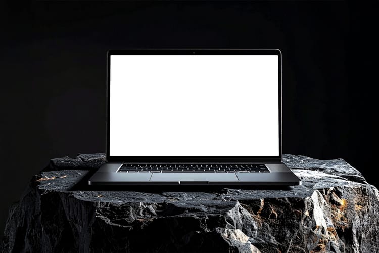 Dark Desk Laptop Display Mockup Scene