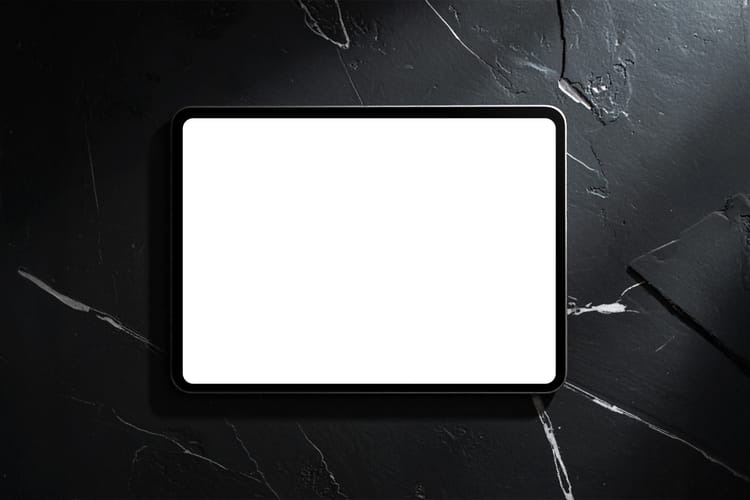 Tablet Screen Mockup Dark Stone Background