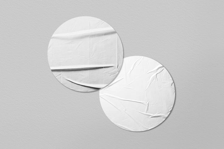 Glued Sticker Mockup Offset Overlap Duo