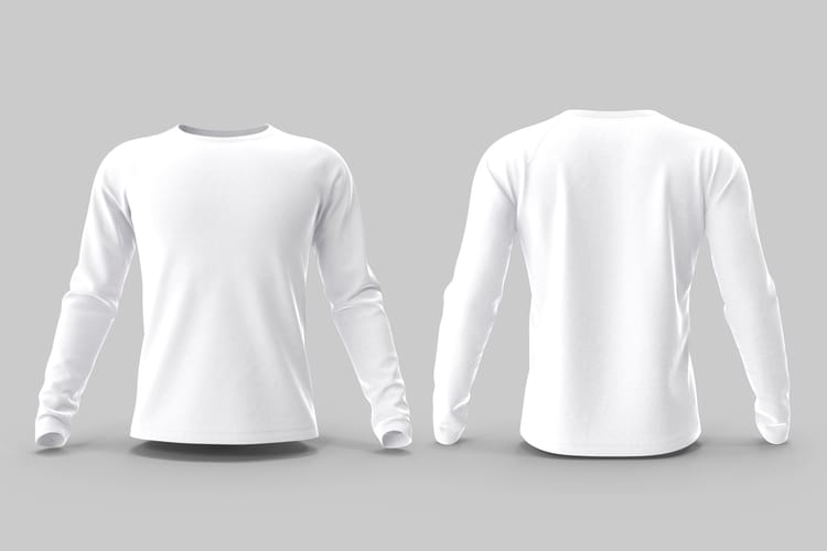 Henley Long Sleeve Shirt Mockup Front and Back Apparel Branding