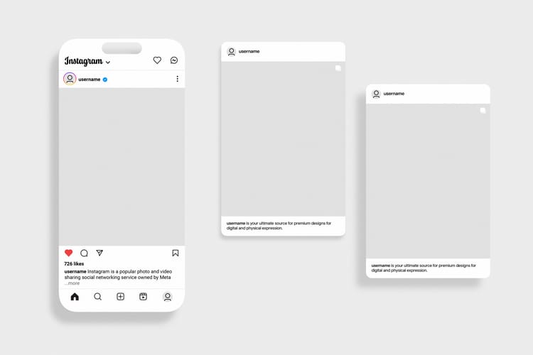 Instagram Feed Portrait Mockup with Smartphone and Post