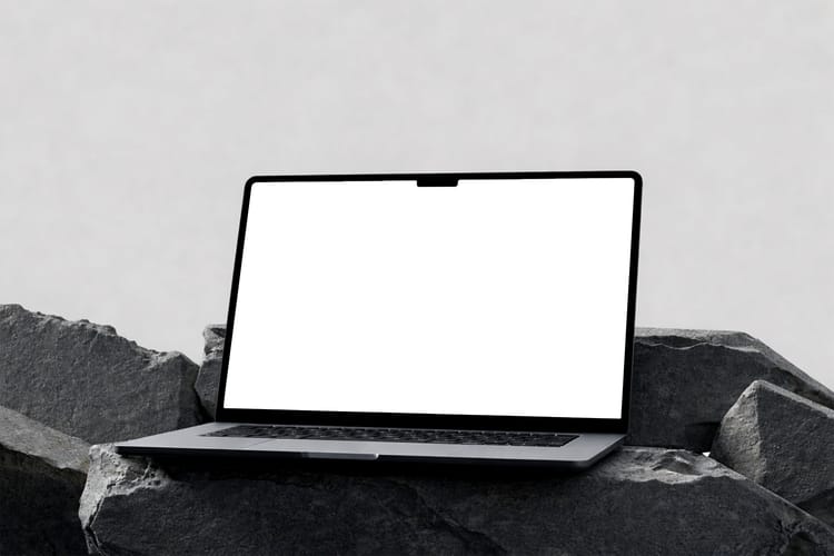 Laptop Screen Mockup on Stone