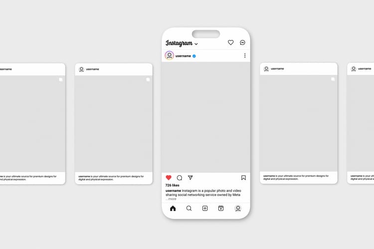 Lifestyle Instagram Post Portrait Mockup with UI Smartphone