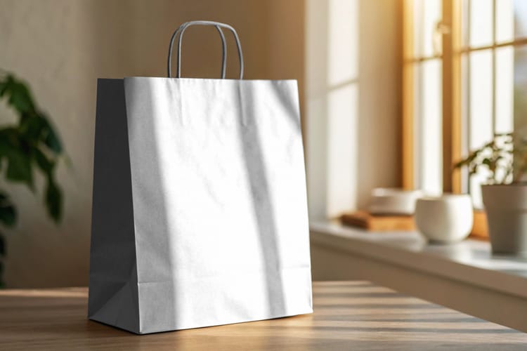 Paper Bag Mockup on Table