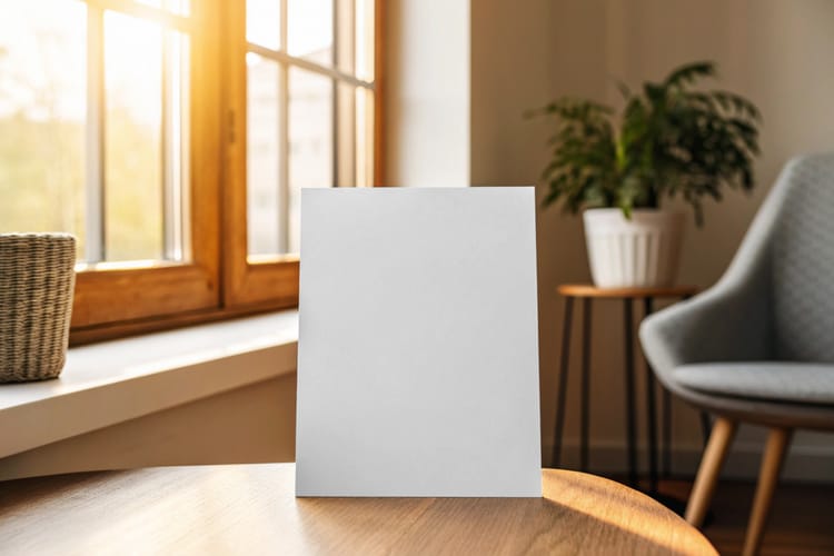 Paper Mockup Stand on Table