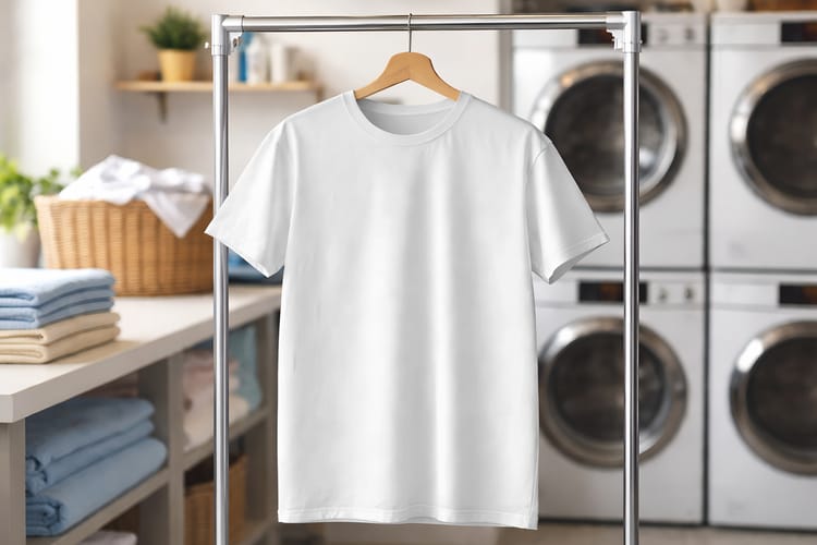 T-shirt Mockup on Laundry Room