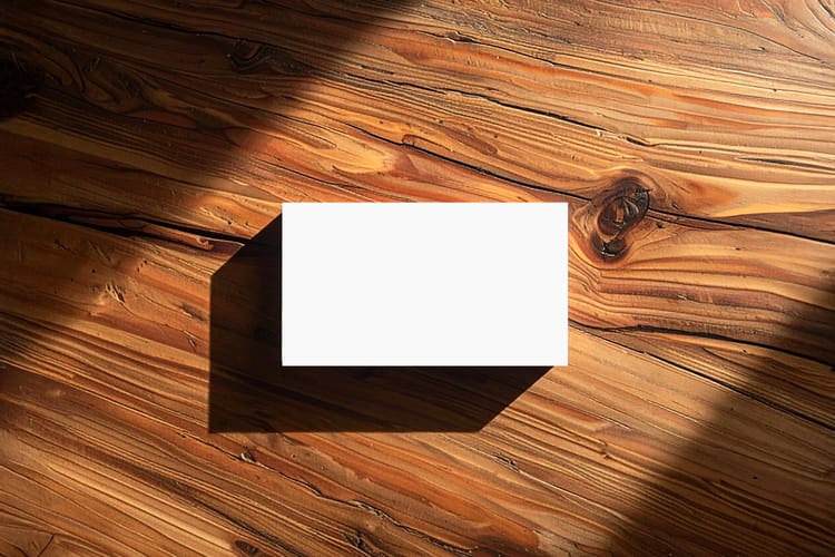 Wooden Desk Card Branding Mockup Scene